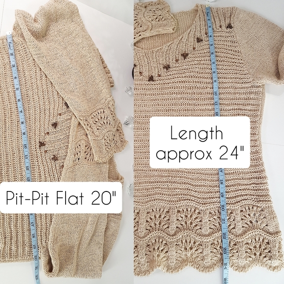 🎊HP🎊 Marie Claire Boho Crochet Hollow Out Breathable Knit Light Weight Sweater - Picture 7 of 12